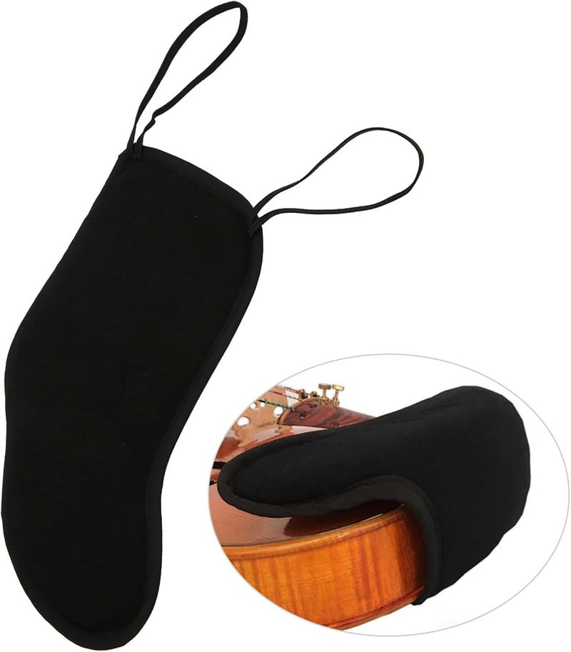 Estink Violin Chin Rest Pad, 4/4‑3/4 Violin Chin Shoulder Rest Black Flannelette Pad Soft Cover Protector Violin Chin Shoulder Pad for 3/4 4/4 Violin Musical Instrument Accessories, Black - Image 1